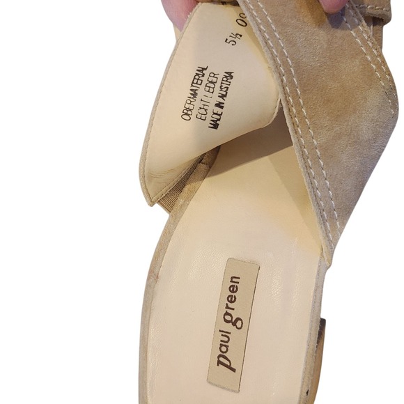 Paul Green Sandals Block Heels Suede Two Strap Slip On Slided Beige US 8 UK 5.5 - Picture 9 of 11